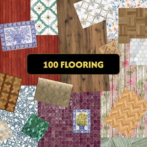100 Flooring, & Tiles for Dollhouse Miniatures- Printable PDF, 1:12 Scale for Tiny Mini Scenes