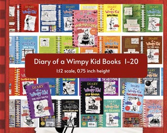 20 Diary of a Wimpy Kid Mini Book Covers- Miniature Dollhouse 1:12 Scale PDF Printable