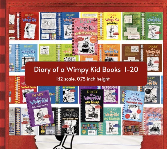 20 Diary of a Wimpy Kid Mini Book Covers- Miniature Dollhouse 1:12