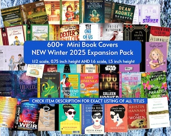 600+ Miniature Book Covers! NEW WINTER 2025 Expansion Pack! Anxiety Bookshelf, Dollhouse Miniatures, 1:12 Book Cover Printable PDFs