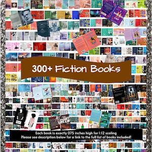 300+ Fiction Printable Miniature Tiny Book Covers- FREE Gift of Printable Inside Mini Books Pages Included! Anxiety Bookshelf, Booktok Gifts