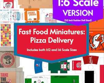 Mini FastFood Packaging, 8 PIZZA Restaurant Boxes in 1:6 Fashion Doll Scale PDF