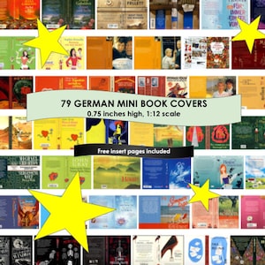 79 German Mini Book Covers for Deutsch Mini Bücher Bookshelves! FREE Gift Pages, For Book Nook, Anxiety Bookshelf, Dollhouse Mini Bucher, et
