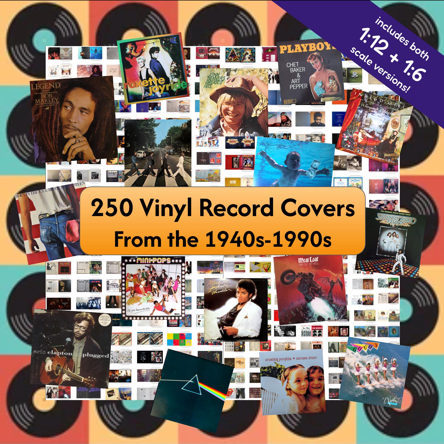 250 Mini Vinyl Record Album Covers 1940-1990s, 1:12 AND 1;6 