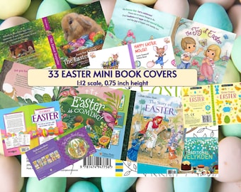 Può includere: Una collezione di 33 copertine di libri pasquali in miniatura con varie illustrazioni e titoli come The Easter Surprise, The Joy of Easter e The Story of Easter. Il set è in scala 1:12 con un'altezza di 1,9 cm.