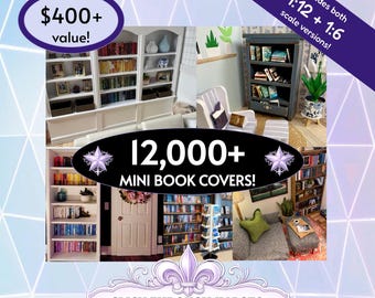 12,000点以上の究極のミニブックカバーコレクション！ドールハウスミニチュア！1:12スケールと1:6スケールのPDF