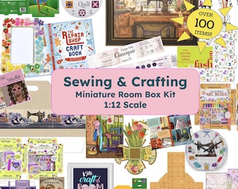 Naai- en knutselpakket voor miniatuurkamertjes - 100 mini-poppenhuisjes op schaal 1:12 (PDF)