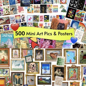 500 Miniature Art and Posters- 1:12 Printable Posters & Art for Dollhouse Miniature Printables- Tiny Art for Book Nook now also in 1;6 scale