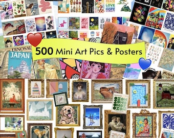 500 Miniature Art and Posters- 1:12 Printable Posters & Art for Dollhouse Miniature Printables- Tiny Art for Book Nook now also in 1;6 scale