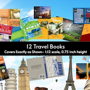 Capas de mini livros de viagem - 12 pequenos livros para estante de livros de ansiedade ~ Presentes de mini livros, recantos de livros, mini estantes de livros de romance para impressão, Booktok
