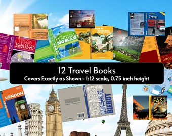Travel Mini Book Covers - 1:12 Scale Tiny Bookshelf (PDF)