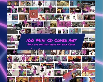 100 Mini CD Album Art Covers, 1:12 Dollhouse Miniature Scale PDF Printable