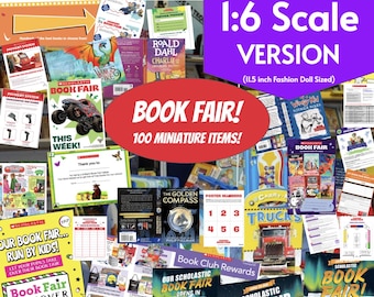 Dollhouse BOOK FAIR Room Box Kit 119 Items! 1:6 Fashion Doll Scale Printable PDF