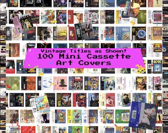 100 Mini Cassette Tape Vintage Album Covers, 1:12 Dollhouse Miniature Scale