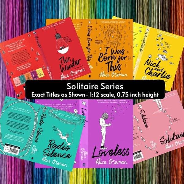 Solitaire Series by Alice Oseman Mini Book Covers- Perfect for your Anxiety Bookshelf, Book Nook, or Booktok themed Tiny Book Miniatures!