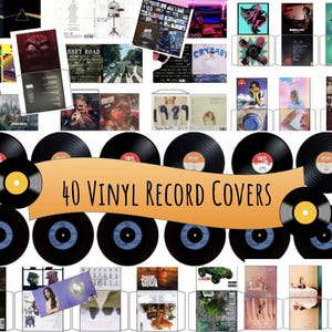 40 Mini Schallplatten-Album-Cover, 1:12 Puppenhaus Miniature Skala und 1;6 Skala Printables PDF für Puppenhaus, Buchecken, Dioramen