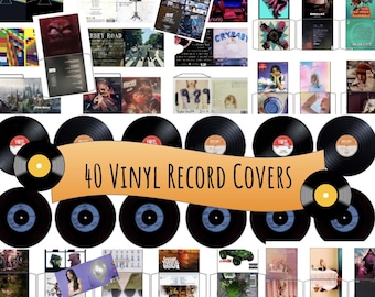 40 Mini Vinyl Record Album Covers, 1:12 Dollhouse Miniature Scale AND 1;6 scale- Miniature Printables PDF for Dollhouse,Book Nooks, Dioramas