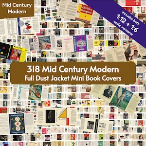 Mini couvertures de livre vintage MCM 318 pièces avec jaquettes à l'échelle 1:12 (PDF imprimable)