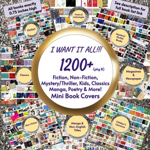 MEGA LOT B 1200 Fiction, Non-Fiction, Kids &More Mini Book Covers Description for Full Tiny Books List. FREE Gift Printable Inside Pages image 1