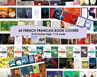 60 French Mini Book Covers Tiny Books Petits Livres! Couvertures de Livres Miniatures Français FREE Gift Pages, Book Nook, Anxiety Bookshelf
