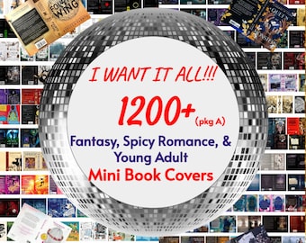 MEGA Lot A- 1200+ romantiek, fantasie en YA afdrukbare mini-boekomslagen voor kleine boekenplanken! Beschrijving heeft volledige titellijst! GRATIS cadeaupagina's