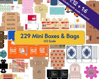 229 Boxes & Bags for Miniature Dollhouse, Room Box, Dioramas, Book Nooks