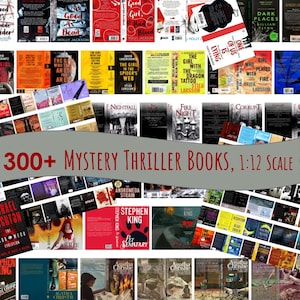 327 Thriller Mystery Mini Book Covers! 1:12 Book Covers Printable PDF, Anxiety Bookshelf, Book Nook Miniature Book Covers for Mini Bookshelf