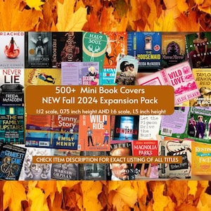 500+ Miniatur Buchhüllen! NEUE Herbst 2024 Erweiterungs Pack! Angst Bücherregal, Puppenhaus Miniaturen, 1:12 Buchcover druckbare PDFs
