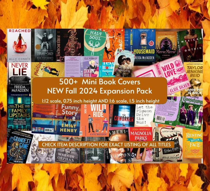 500+ Miniature Book Covers! NEW Autumn 2024 Expansion Pack! Anxiety Bookshelf, Dollhouse Miniatures, 1:12 Book Cover Printable PDFs