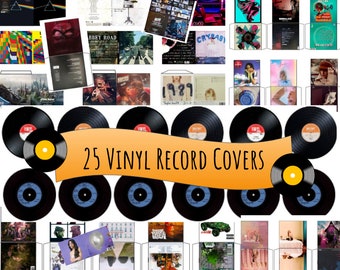 25 Mini Vinyl Record Album Covers, 1:12 Dollhouse Scale at 1inch height- Printable Miniature Gift for Music Lovers