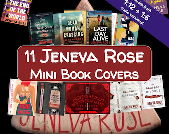 11 Jeneva Rose Mini Book Covers- 1:12 AND 1;6 Scale Mystery Miniature Bookshelves