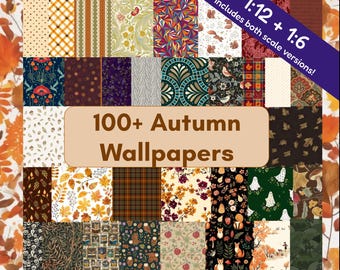 100 Autumn Wallpapers for Dollhouse Miniatures w Halloween, PDF