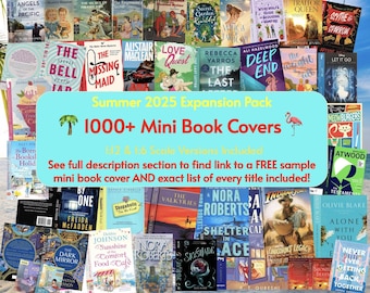 1000+ Miniature Book Covers! NEW Summer 2025 Expansion Pack for Anxiety Bookshelf, Dollhouse Miniatures, 1:12 Printable Mini Book Cover PDFs
