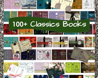 100 Classic Literature Printable Mini Books Classics, 1:12 Scale, FREE Gift Printable Inside Pages! Anxiety Bookshelf, Dollhouse Book Covers