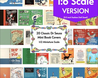 20 Vintage Dr Seuss Mini Book Covers- 1:6 Scale Printable PDF for Miniatures