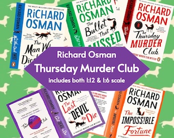 Thursday Murder Club Mini Book Covers Richard Osman, 1:12 Dollhouse Scale Mystery