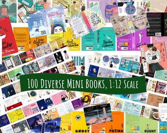 Diversity Library of 100 LGBTQ+, Black Authors and Multiple Languages Printable Mini Book Covers- Anxiety Bookshelf, FREE Gift- Inside Pages