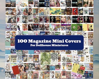 100 Mini Magazine Covers, 1:12 Dollhouse Miniature Scale (Printable PDF)