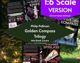 The Golden Compass Trilogy Mini Book Covers Philip Pullman, 1:6 Fashion Doll Scale
