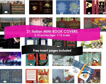 21 Italian Mini Book Covers for Piccoli Libri Italiani  ~Tiny Books Bookshelves! FREE Gift Pages, Book Nook, Anxiety Bookshelf, etc