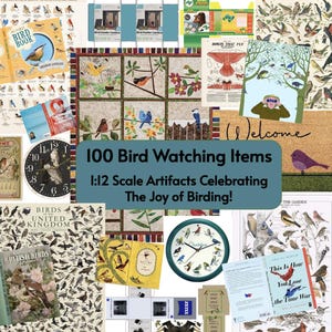 Bird Watching Room Box Kit- 100 Miniature Birding Printables, 1:12 Scale PDF