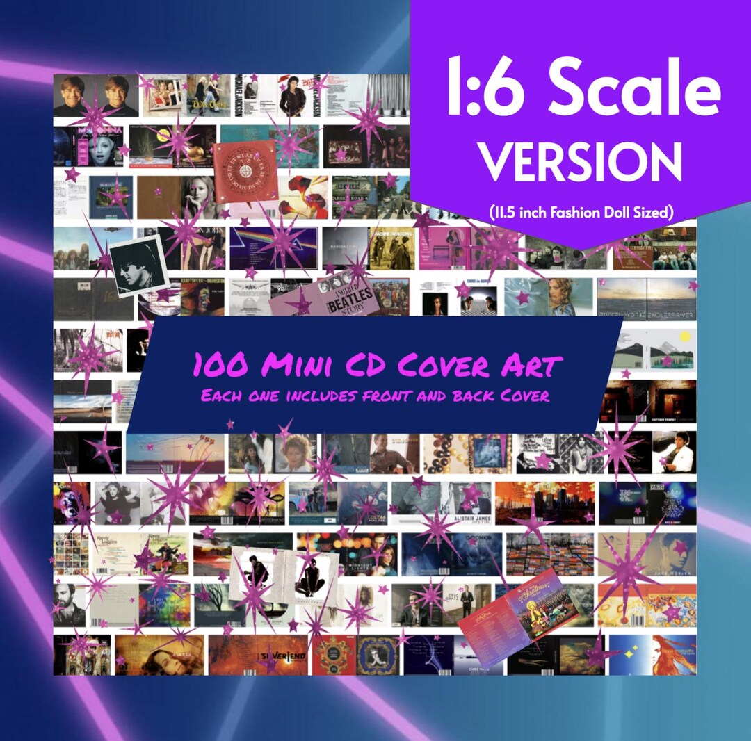 100 Mini CD Album Art Covers, 1:6 Fashion Doll Miniature Scale PDF ...