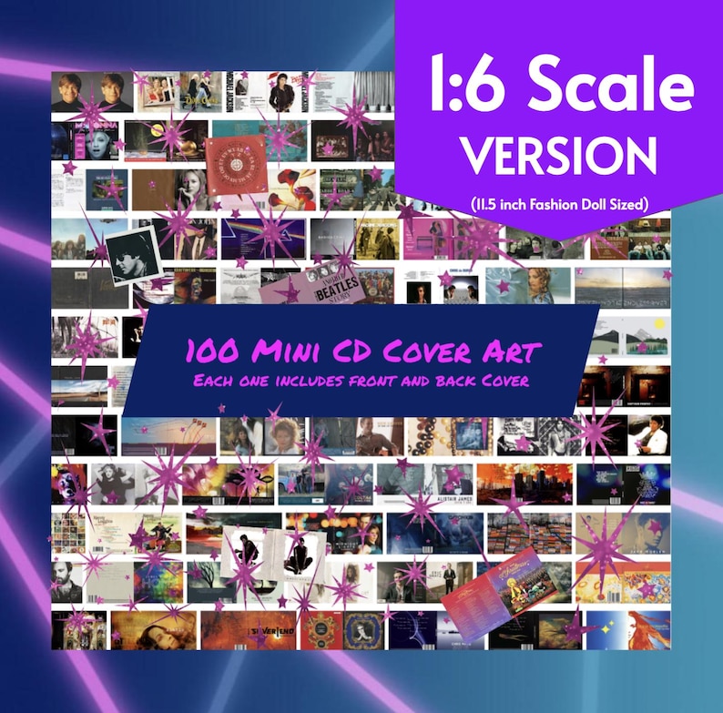 Printable Mini Lp Covers 100 Mini CD Album Art Covers, 1:6 Fashion Doll Miniature Scale PDF ...
