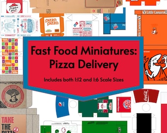 Mini FastFood Packaging, 8 PIZZA Restaurant Boxes in 1:12 Dollhouse Scale PDF