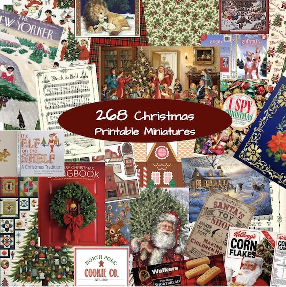 268 Christmas Dollhouse Printables- 1:12 Scale for Miniature Christmas Food, Toys, Games, Cards, and More!