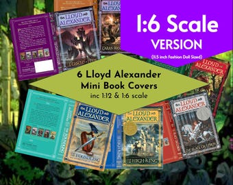 6 Lloyd Alexander Chronicles of Prydain Fantasy Mini Book Covers, 1:6 Fashion Doll Scale