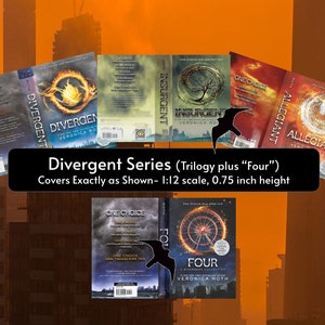Set of Divergent Series Dystopian Fantasy SciFi Mini Book Covers- Perfect for Anxiety Bookshelf, Book Nook, & Tiny Books! Veronica Roth