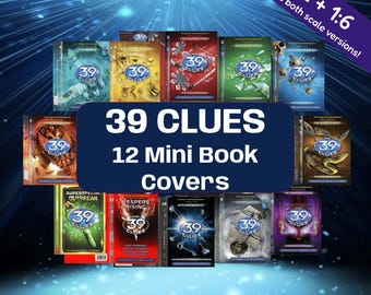 39 CLUES Mini Book Covers set of 12 for Miniature Bookshelves