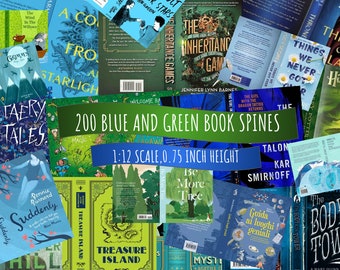 200 Blue & Green Mini Book Covers - 1:12 Scale (PDF Printable Dollhouse)