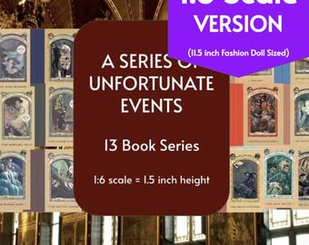 13 Lemony Snicket Series of Unfortunate Events Mini Book Covers- 1:6 Scale